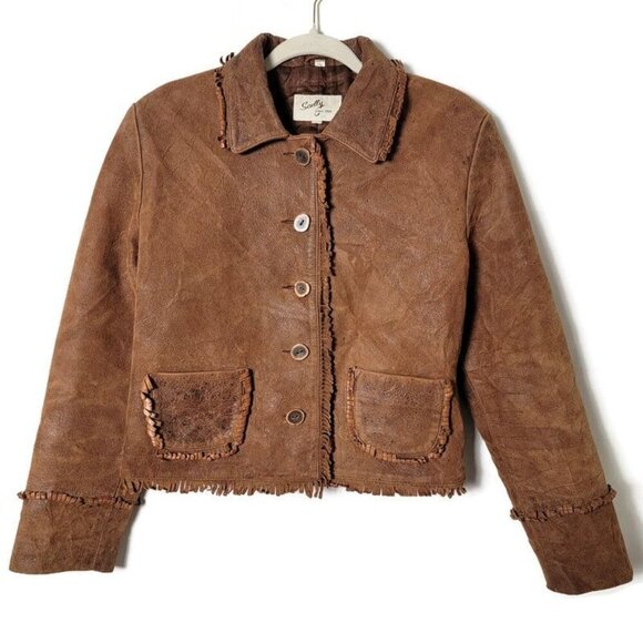 Scully Jackets & Blazers - Scully Womens Leather Western Rodeo Cowgirl Fringe Brown Jacket Size Small